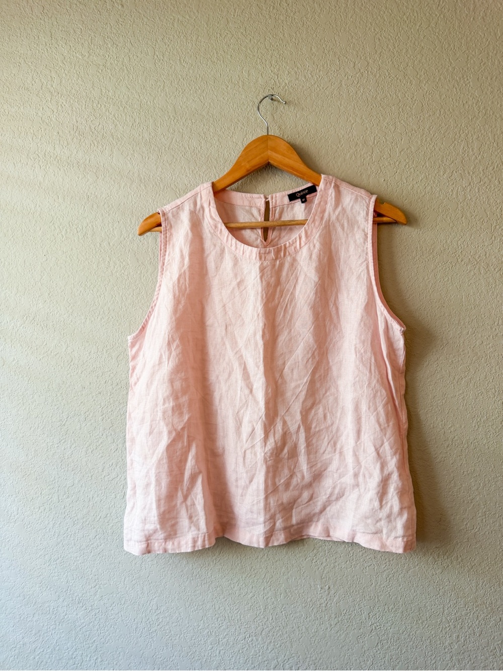Quince Pale Pink Sleeveless Flax Linen Tank Medium